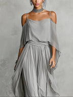 Seraphine™ | Draped Off-Shoulder Chiffon Set