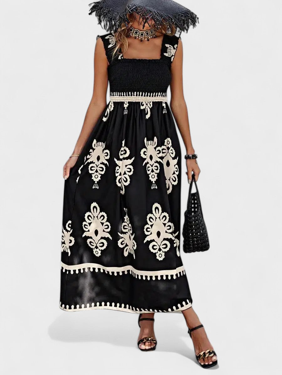 Liora™ | Bohemian Smocked Maxi Dress