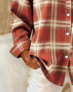 Xenna | Shirt with Check Pattern and Notched Collar