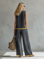 Colette™ | Bicolor Vest & Wide-Leg Trouser Set