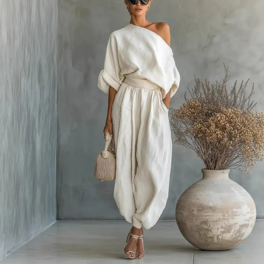 Brielle™ | Oversized One-Shoulder Linen Set