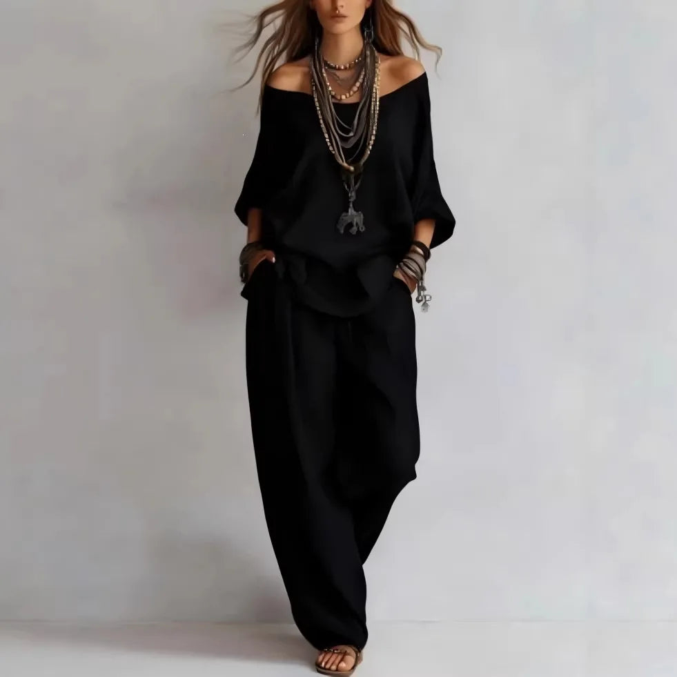 Vittoria - Two-Piece Set with Off-Shoulder Top and Wide-Leg Pants