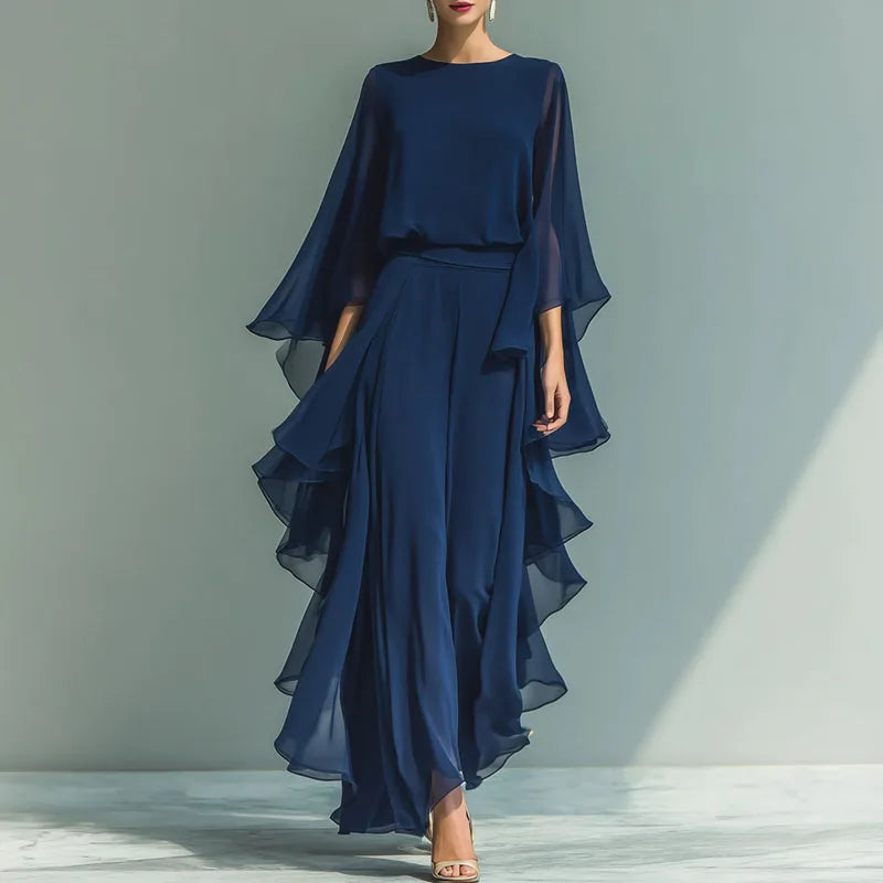 Aurore™ | Layered Chiffon Sleeve Suit