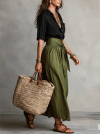 Vera™ |  Blouse &  Midi Skirt Set with Belt