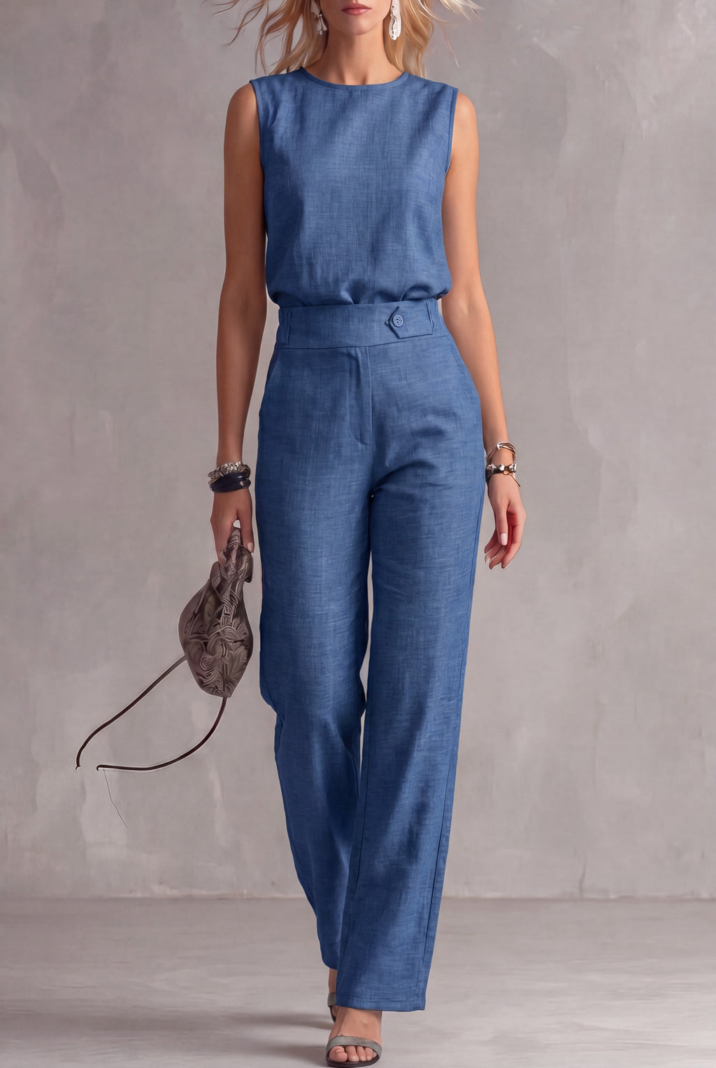Stella™ | Sleeveless Top & Straight-Leg Pants Set