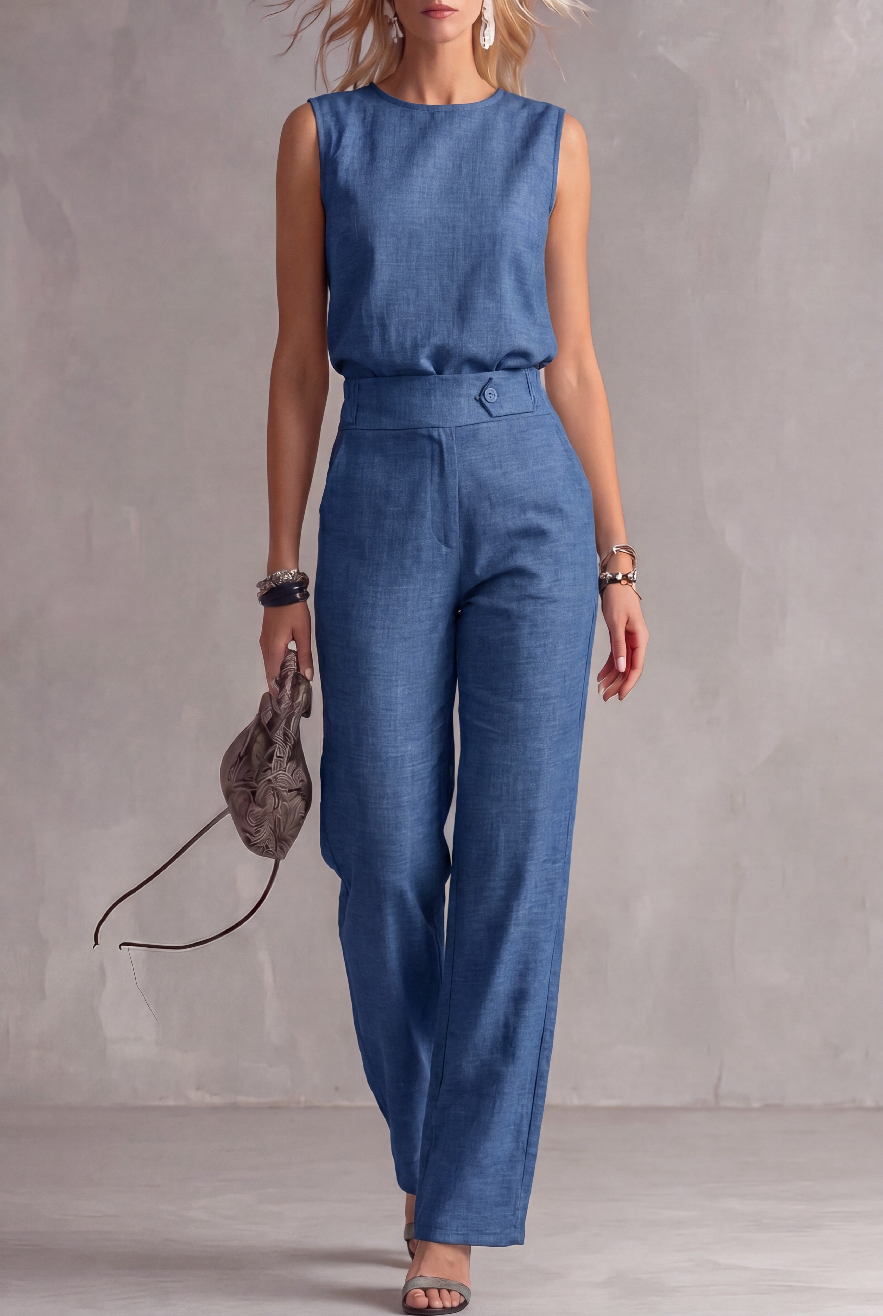 Stella™ | Sleeveless Top & Straight-Leg Pants Set